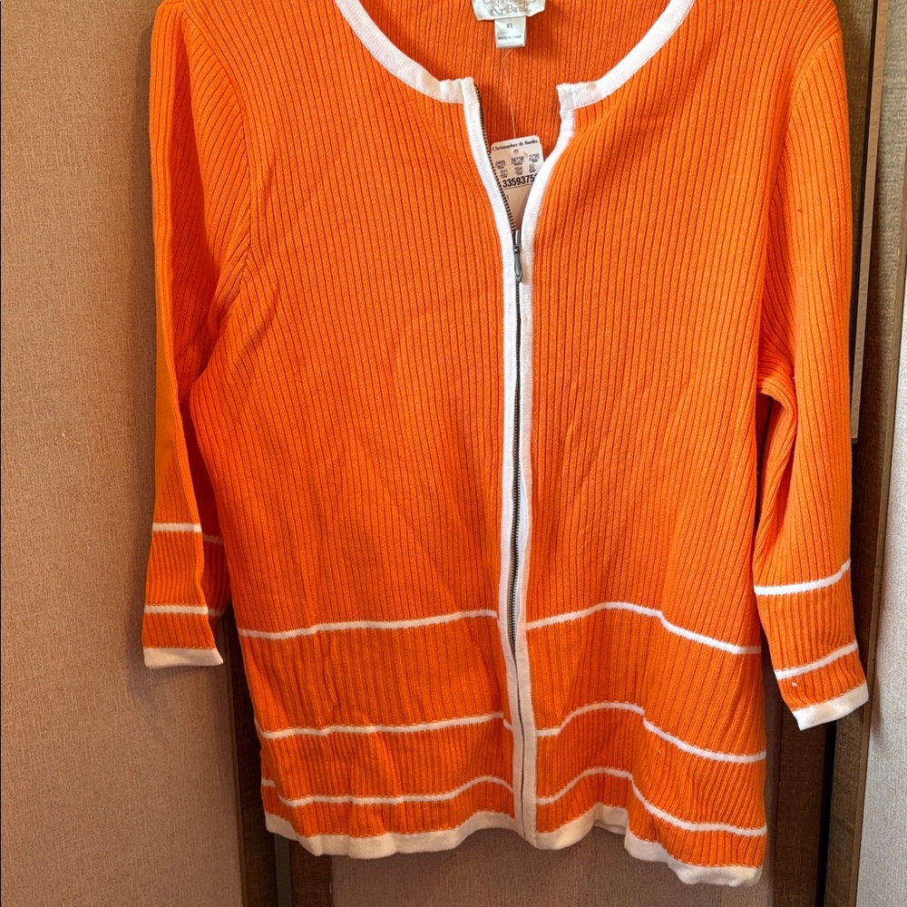 Christopher & Banks Orange Zip-Up Cardigan XL NWT